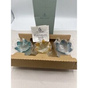 NEW IN BOX PartyLite P7161 Jewel Candle Holders Frosted Glass Tulip Votive